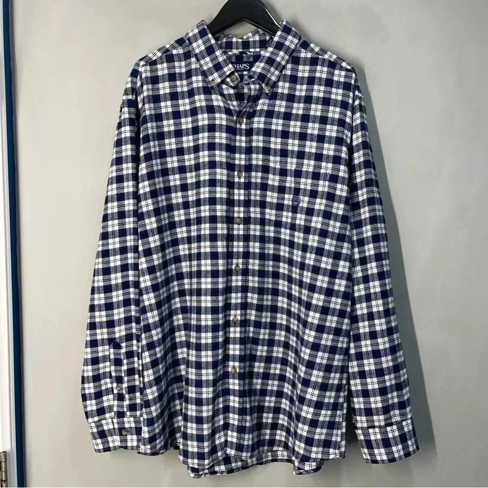 NWT Chaps Plaid Shirt 100% Cotton Men size XL